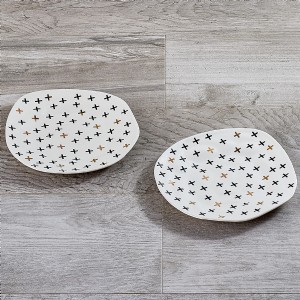 SET 2 PIATTI DESSERT “ICS” D15390 BLACK & GOLD HENRIETTE