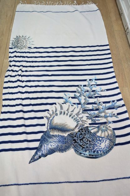 Telo mare "fouta" 90x190 "riva" blue marine Marinette Saint Tropez