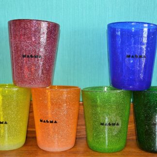 Set 6 bicchieri "magma" ml. 260 colori forti in pasta di vetro colorata.