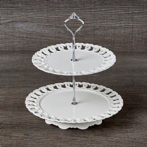 Alzata 2 piani "Cuore" diam. 26cm. h.28cm. D15688 Henriette