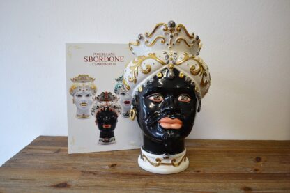 Testa di moro in porcellana uomo h. 32 nera TM45/5N made in italy Sbordone - immagine 3