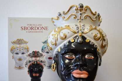 Testa di moro in porcellana uomo h. 32 nera TM45/5N made in italy Sbordone - immagine 4